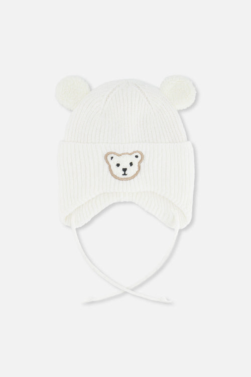Baby Winter Knit Hat With Ear Flaps And Ears Off-White - J10ZA03_01880