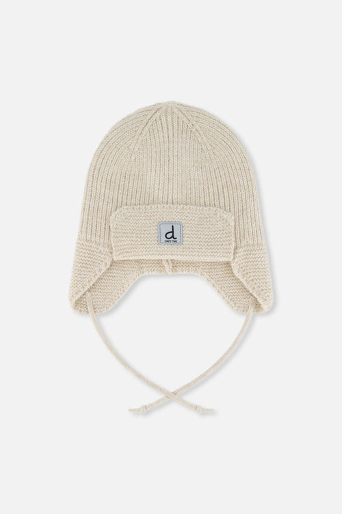 Baby Winter Knit Hat With Ear Flaps And Strings Beige - J10ZA07_01470
