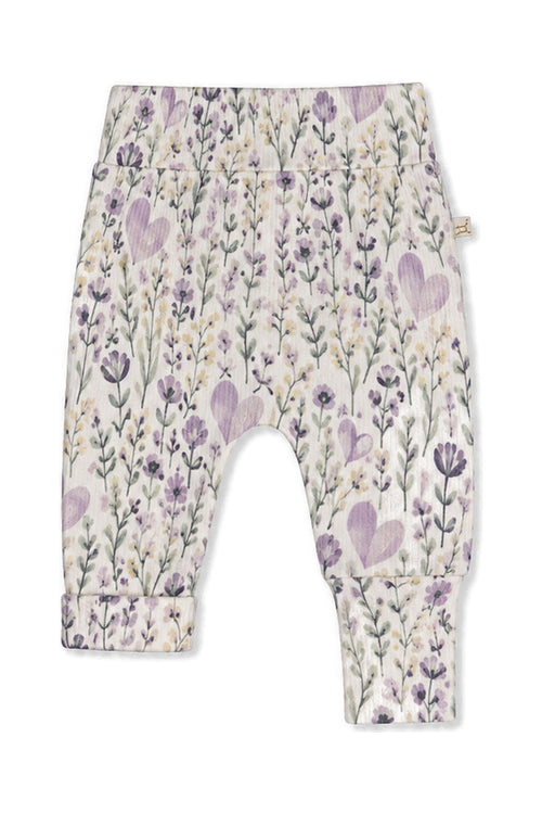 Organic Cotton Evolutive Pants Beige With Heart Print