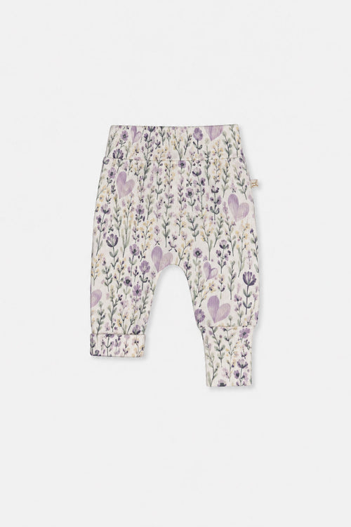 Organic Cotton Evolutive Pants Beige With Heart Print