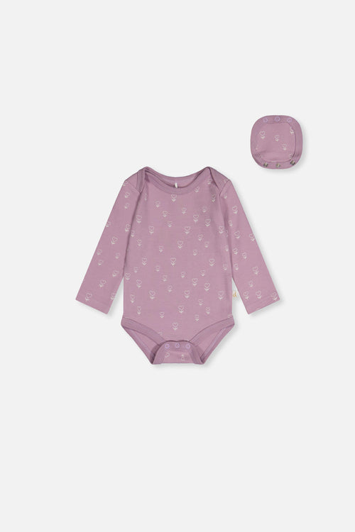 Organic Cotton Onesie Purple Floral Print - J20A70_2J233