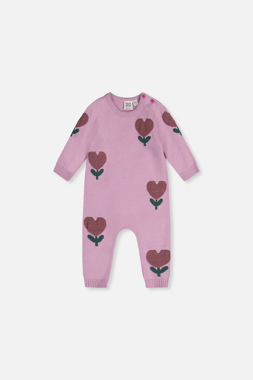Knitted Intarsia Romper Lilac - J20AT40_05840