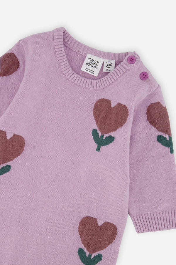 Knitted Intarsia Romper Lilac - J20AT40_05840