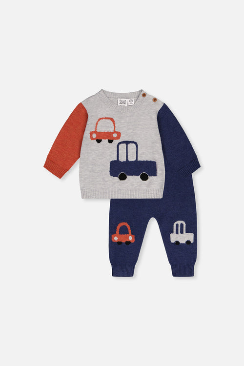 Knitted Top And Pants Set Blue And Orange - J20CT11_04570