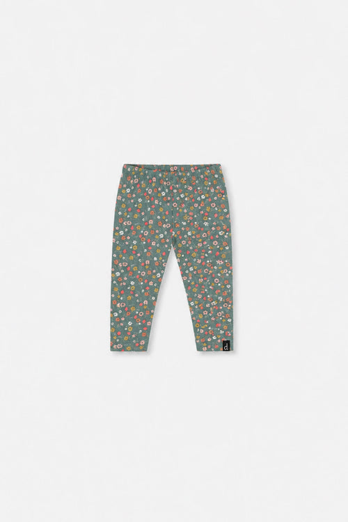 Legging vert imprimé fleurs en coton biologique pour bébé