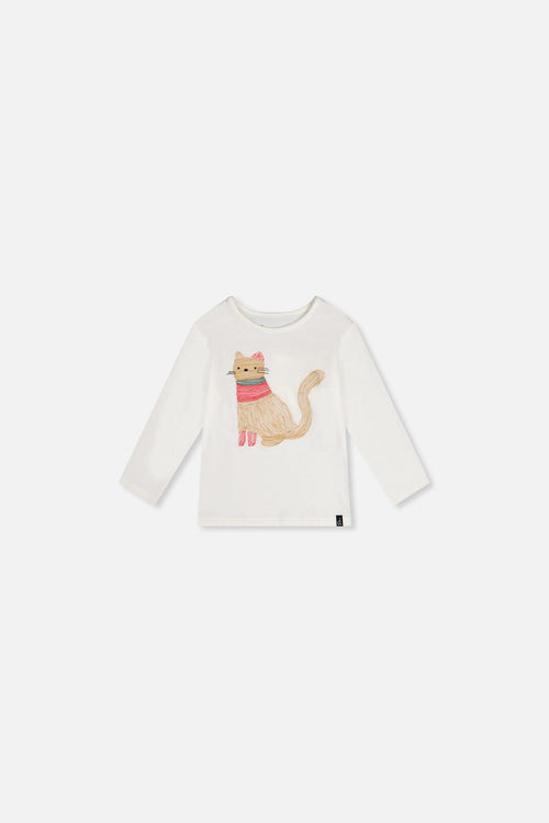 T-shirt manches longues blanc cassé en coton biologique pour bébé