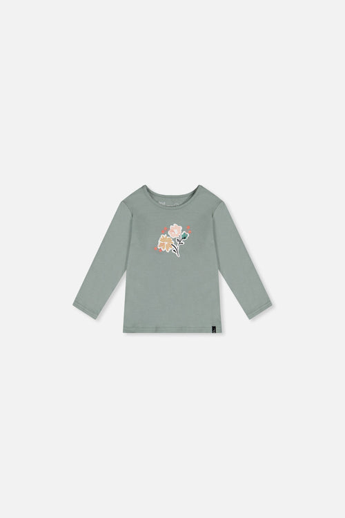 T-shirt manches longues vert sauge en coton biologique pour bébé