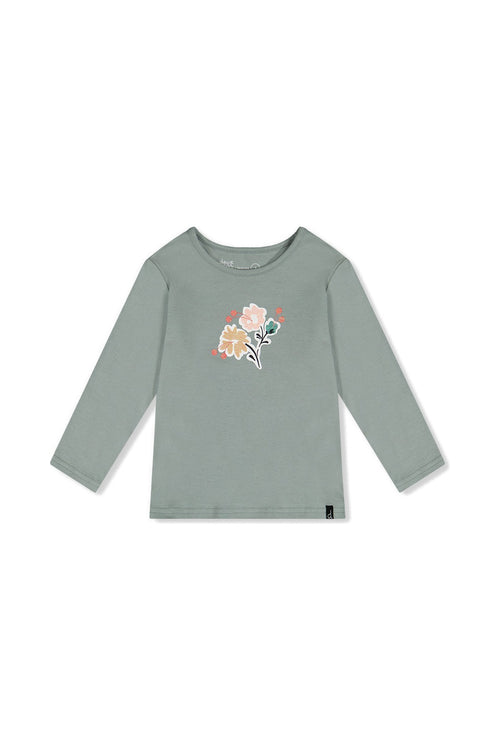 T-shirt manches longues vert sauge en coton biologique