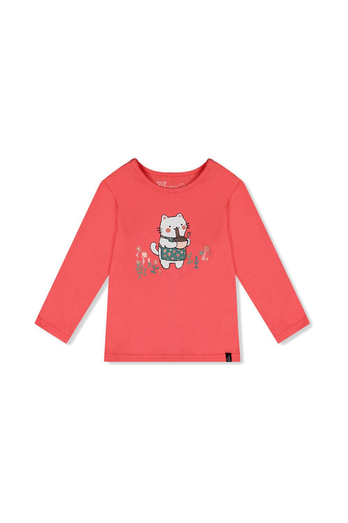 T-shirt manches longues rose corail en coton biologique