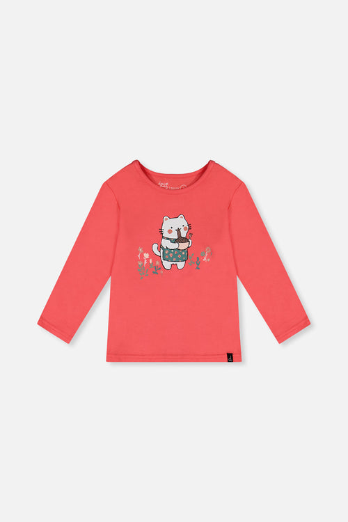 Organic Cotton Long Sleeve T-Shirt Coral Pink