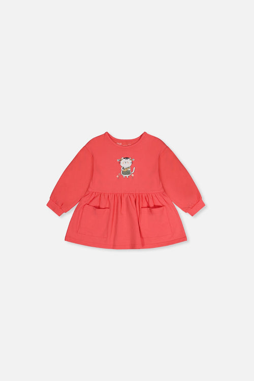 Tunique rose corail en coton biologique pour bébé
