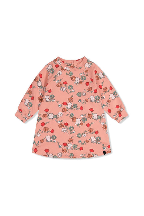 Baby French Terry Dress Pink Cat Print