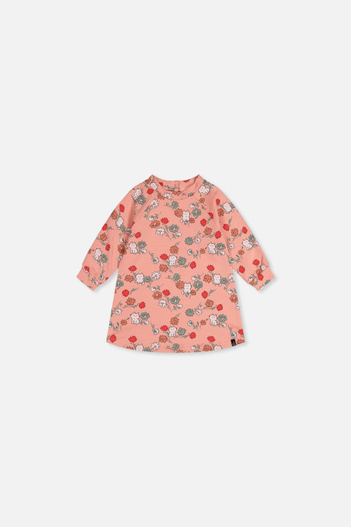 Robe en molleton rose imprimé chats pour bébé