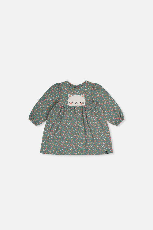 Baby Bio-Baumwollkleid mit grünem Blumenmuster