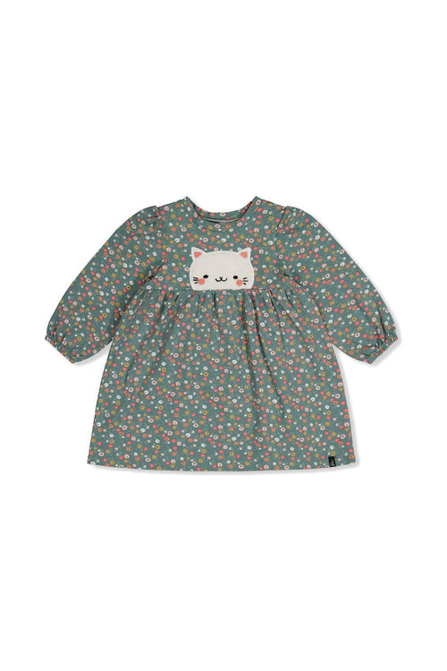 Baby Organic Cotton Printed Dress Green Floral Print