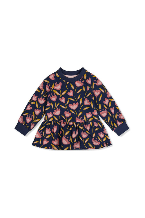 French Terry Top Blue Tulip Print