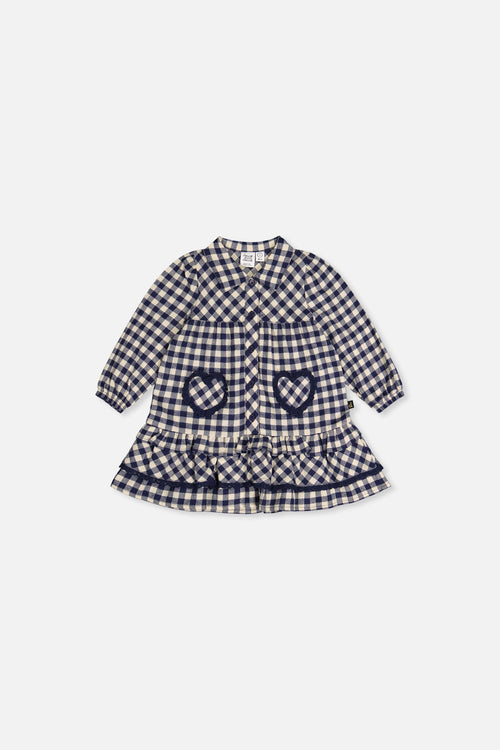 Robe chemisier à volants carreaux bleu et blanc pour bébé