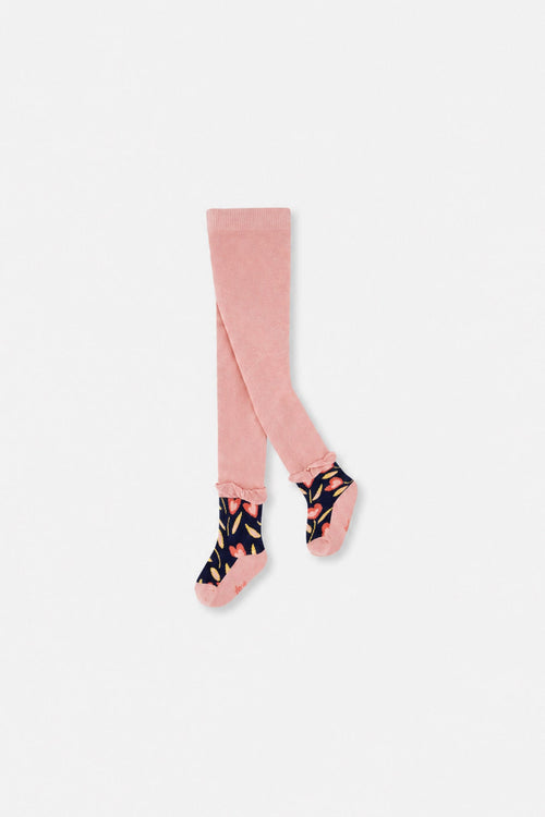 Collants en tricot vieux rose pâle et bleu marine pour bébé