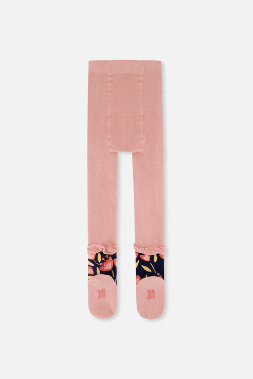 Collants en tricot vieux rose pâle et bleu marine