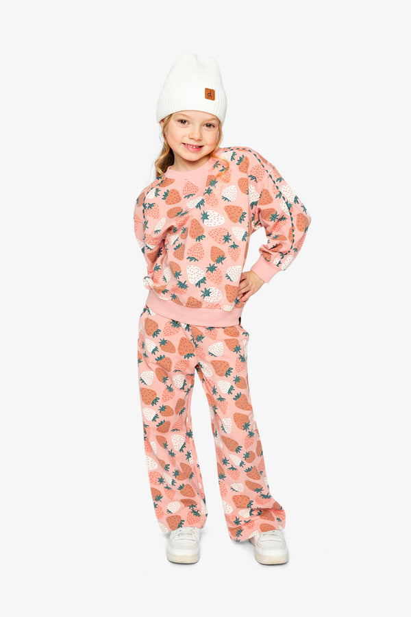 Wide Leg Sweatpants Pink Strawberry Print - J20G21_2J257