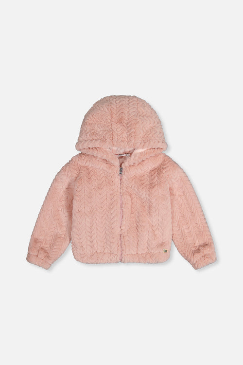 Faux Fur Hooded Cardigan Pink - J20G50_06500