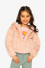 Faux Fur Hooded Cardigan Pink - J20G50_06500