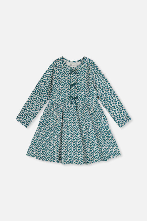Organic Cotton Dress With Pockets Green Floral Print - J20G86_2J258