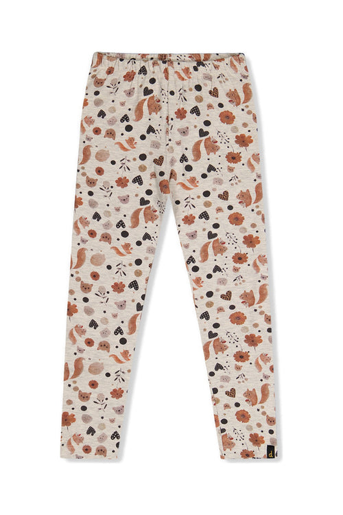Organic Cotton Leggings Beige With Squirrel Print - J20H60_2J288