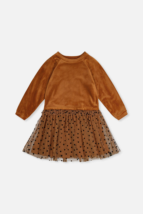 Bi-Material Dress Brown - J20H86_09100