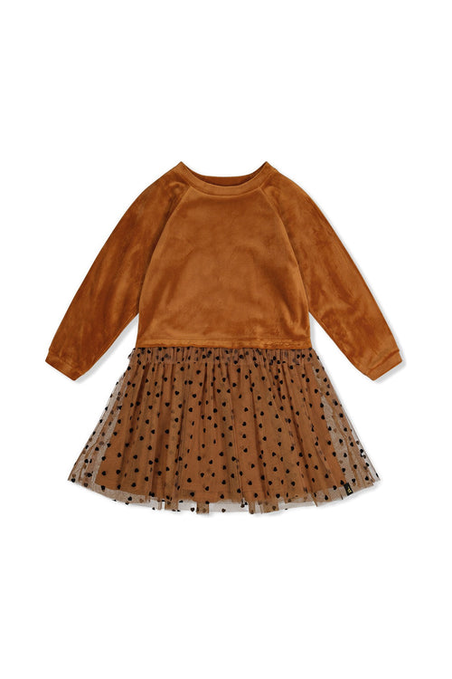 Bi-Material Dress Brown - J20H86_09100