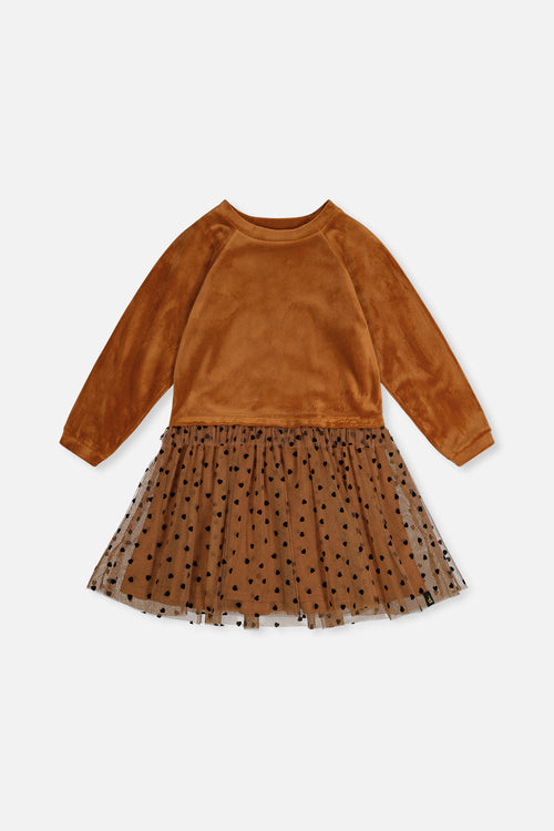 Bi-Material Dress Brown - J20H86_09100