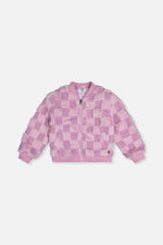 Faux Fur Jacquard Bomber Jacket Violet - J20I50_05180