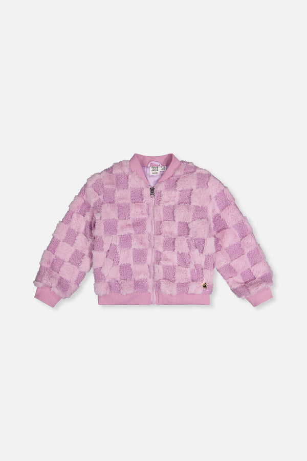 Faux Fur Jacquard Bomber Jacket Violet - J20I50_05180