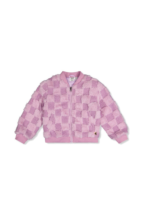 Faux Fur Jacquard Bomber Jacket Violet - J20I50_05180