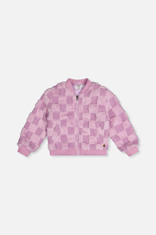 Faux Fur Jacquard Bomber Jacket Violet - J20I50_05180