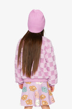 Faux Fur Jacquard Bomber Jacket Violet - J20I50_05180