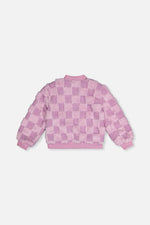 Faux Fur Jacquard Bomber Jacket Violet - J20I50_05180