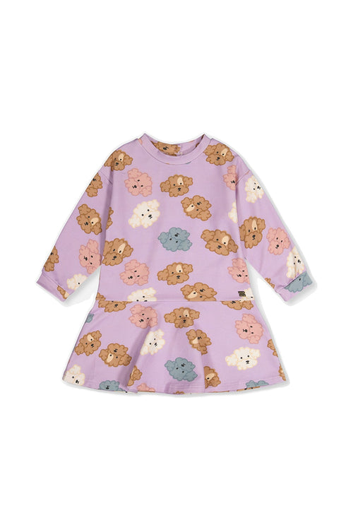 French Terry Dress Purple Poodle Print - J20I86_2J284