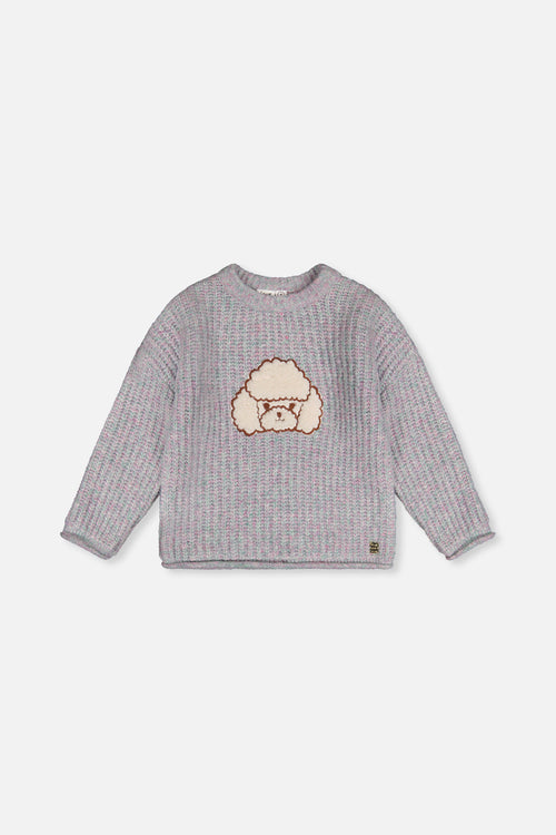 Poodle Sweater Pale Turquoise And Lilac - J20IT33_03250