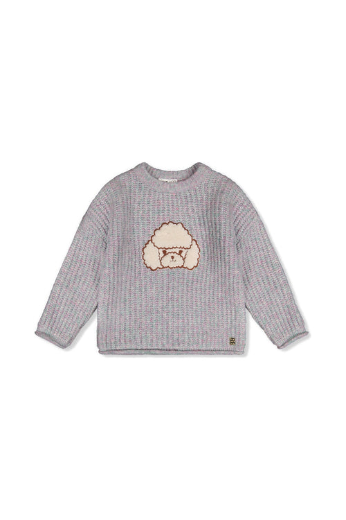Poodle Sweater Pale Turquoise And Lilac - J20IT33_03250