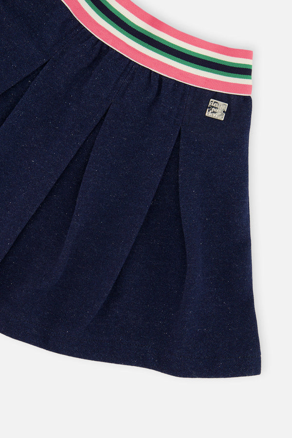 Pleated French Terry Skirt Navy Blue Denim - J20J80_01230