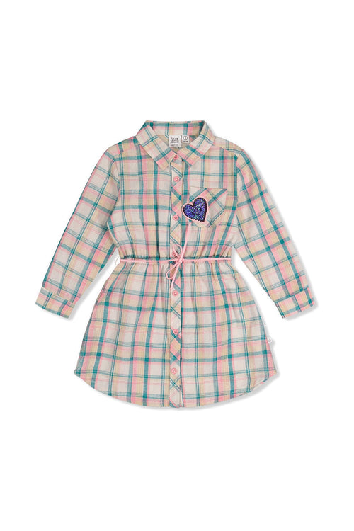 Shirt Dress With Belt Green And Pink Plaid - J20J86_2J296