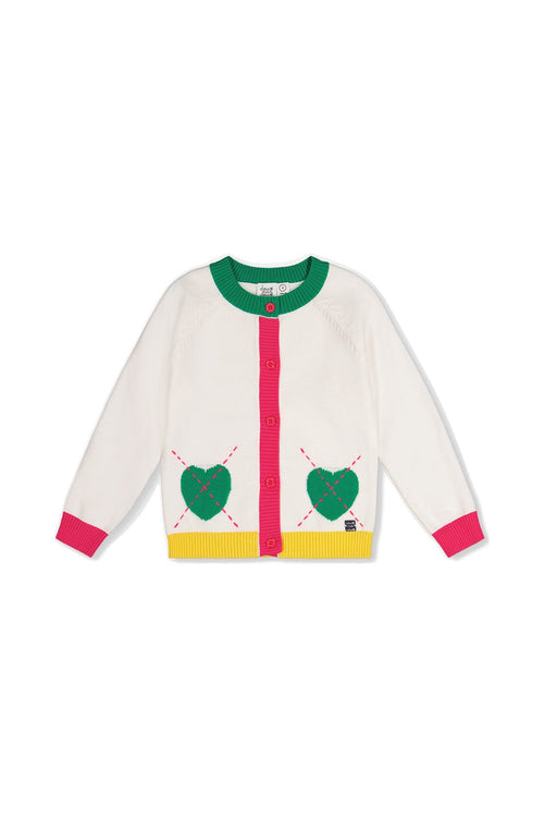 Knitted Cardigan Off-White, Green And Pink - J20JT31_01010