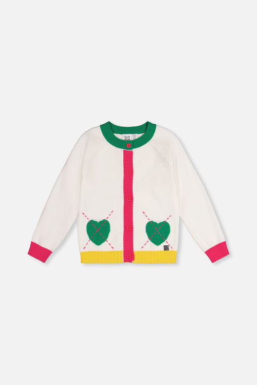 Knitted Cardigan Off-White, Green And Pink - J20JT31_01010