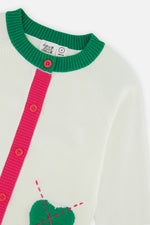 Knitted Cardigan Off-White, Green And Pink - J20JT31_01010