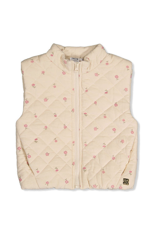 Corduroy Puffy Vest Beige Floral Print - J20K33_2J293