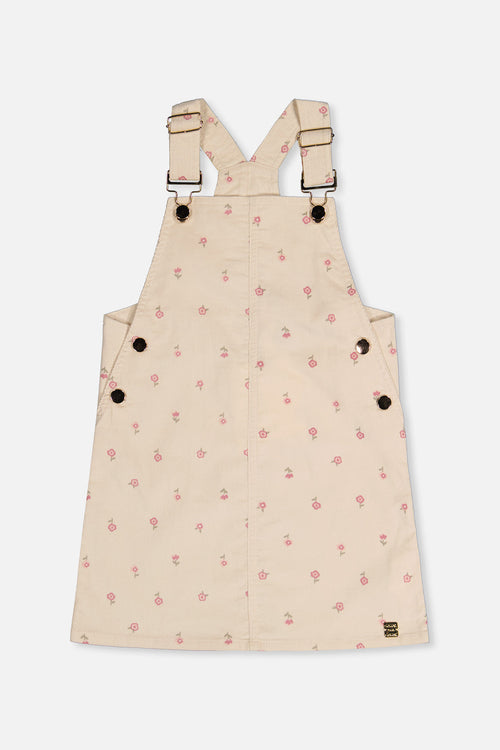 Corduroy Overall Dress Beige Floral Print - J20K40_2J293
