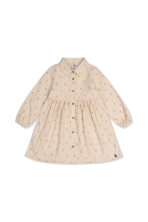 Corduroy Shirt Dress Beige Floral Print - J20K86_2J293