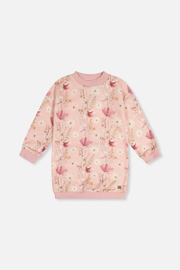 French Terry Dress Pink Printed Flowers - J20K87_2J301