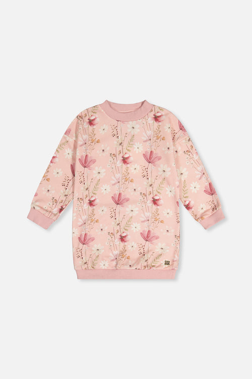 French Terry Dress Pink Printed Flowers - J20K87_2J301
